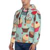 JEKYDOSD Men's Cupcake-Pattern Hoodie, Black, Medium view 3
