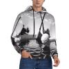 JEKYDOSD Men's Golf Print Hoodie, Comfortable Stylish Polyester-Spandex Hooded Sweatshirt, Black and White, Black, Small view 1