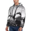 JEKYDOSD Men's Golf Print Hoodie, Comfortable Stylish Polyester-Spandex Hooded Sweatshirt, Black and White, Black, Small view 3