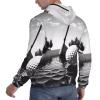 JEKYDOSD Men's Golf Print Hoodie, Comfortable Stylish Polyester-Spandex Hooded Sweatshirt, Black and White, Black, Small view 4