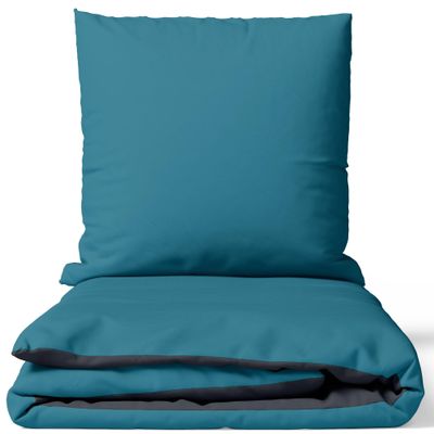 Leonado Vicenti Fine Flannel Bedding Silver/Petrol 135 x 200 cm - 100% Cotton, Reversible, Concealed Zipper