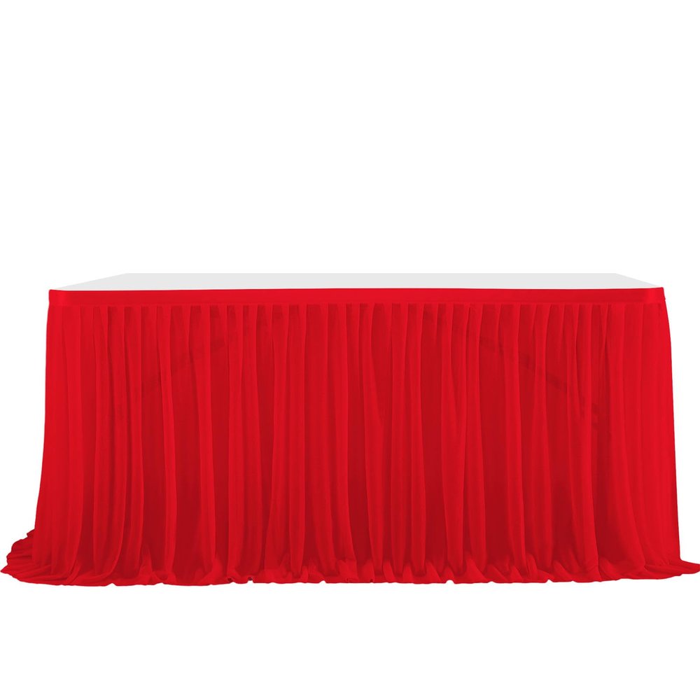 FANSU Tulle Table Skirt, Red, 4 ft/122 x 77 cm