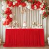 FANSU Tulle Table Skirt, Red, 4 ft/122 x 77 cm view 2