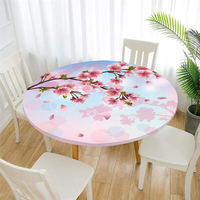 Treer Japanese-Style Round Outdoor Tablecloth, Sakura, 90 cm