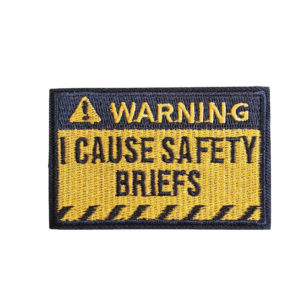 Warning I Cause Safety Briefs Patch, Funny Military Morale Patch with Hook-and-Loop Backing