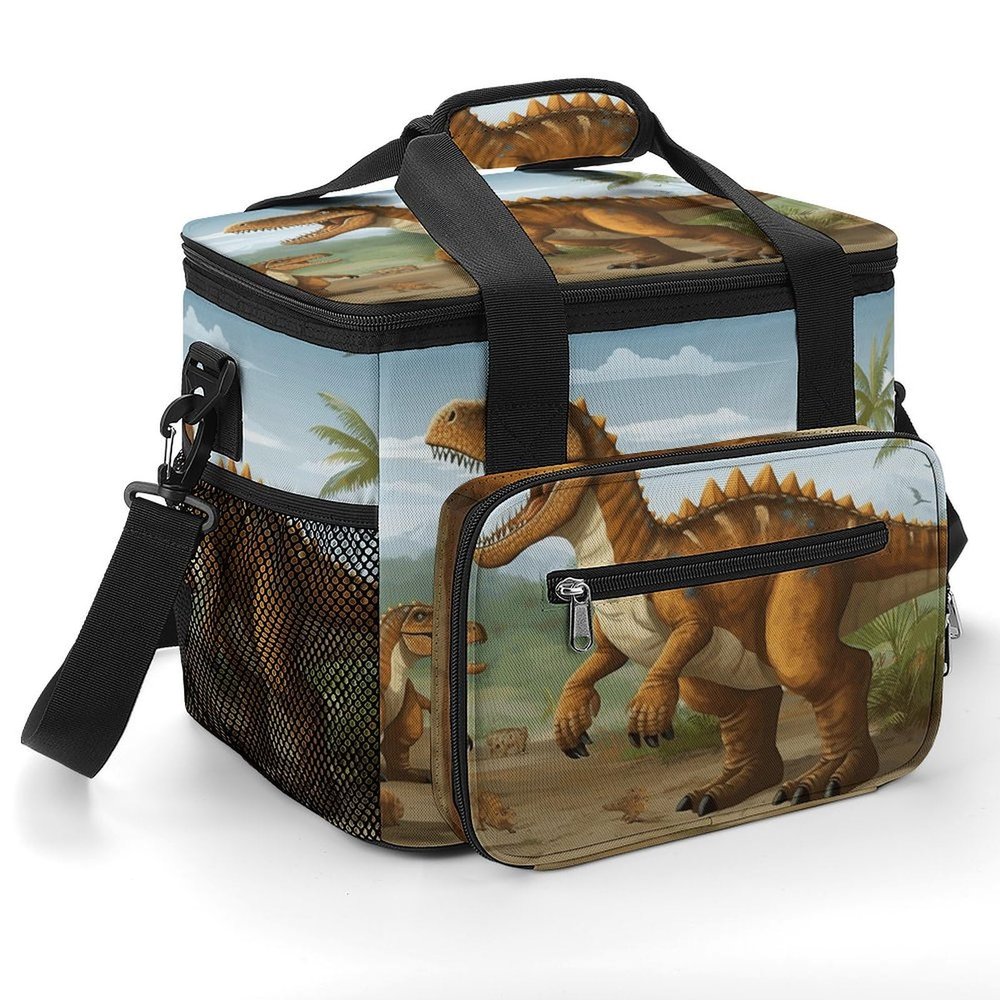 Insulated Camping Cooler Bag, Jurassic Period Dinosaur Print, 22.5 L