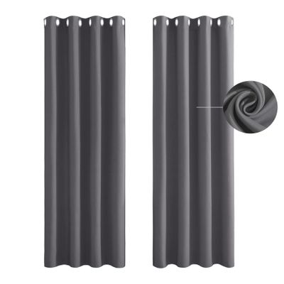 Blackout Thermal Curtain, 65 x 210 cm, Weather-Resistant Outdoor Curtain with Grommets, Set of 2, Dark Gray