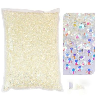 Bulk Silver & Jelly Bottom Glitter Non-Hotfix Flatback Rhinestones for DIY Wedding Decorations, Clear AB, 3 mm SS10, 20,000 Pieces