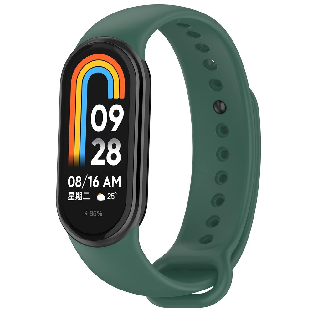 Silicone Replacement Band Compatible with Xiaomi Smart Band 8, Multi-Hole, Sweat-Resistant, Quick-Release Sport Band, 14 mm, 1 Dark Green