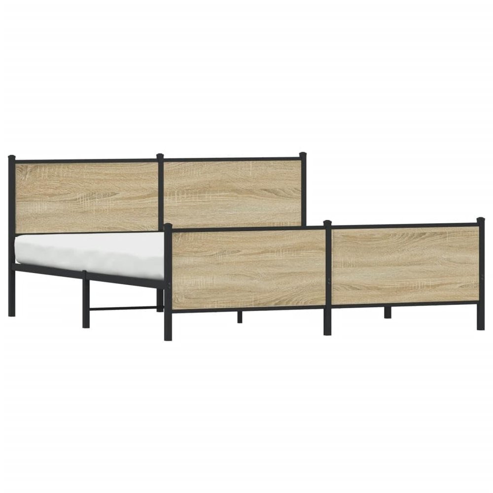 vidaXL Metal Bed Frame Without Mattress, Sonoma Oak, 200 x 200 cm