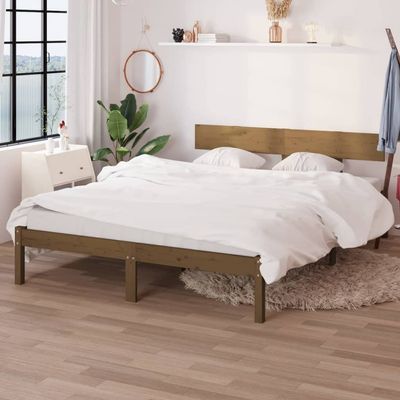 CFODOJ Bed Frame, Brown, Solid Pine, 120 x 200 cm