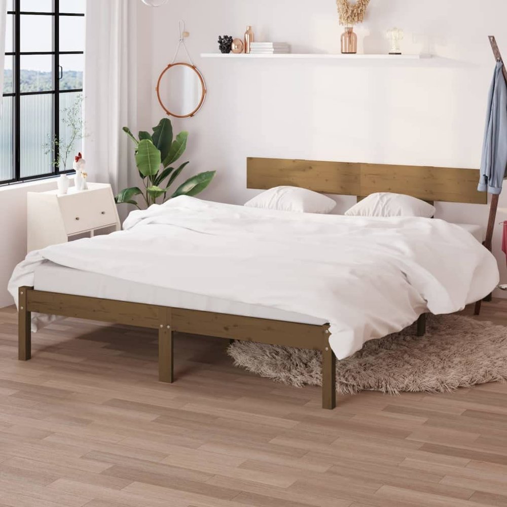 CFODOJ Bed Frame, Brown, Solid Pine, 120 x 200 cm