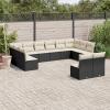 Buzaza 12-Piece Garden Sofa Set with Cushions, Black Poly Rattan view 1