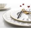 KNUFENG Ceramic Dinner Plate with Gold Rim, White, 16 × 1.4 cm view 4