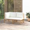 Buzaza 2-Piece Bamboo Garden Lounge Set with Cream-White Cushions view 1