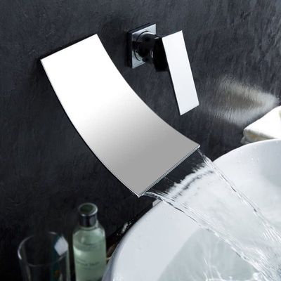 Chrome-Plated Copper Vessel Sink Faucet, Hot and Cold Waterfall, Single Handle, Two-Hole, BP060