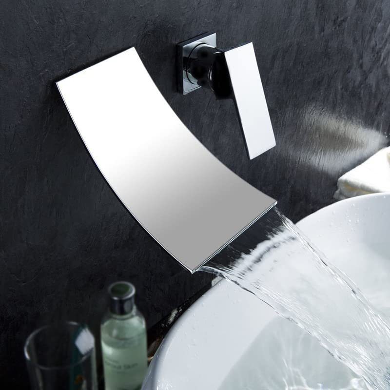 Chrome-Plated Copper Vessel Sink Faucet, Hot and Cold Waterfall, Single Handle, Two-Hole, BP060