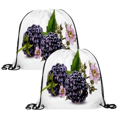 VAPOKF Drawstring Gym Bags, Polyethylene, Customizable, Mulberry Fruit, 2-Pack, Multicolor, 13.4 x 13.0 in/34 x 33 cm
