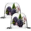 VAPOKF Drawstring Gym Bags, Polyethylene, Customizable, Mulberry Fruit, 2-Pack, Multicolor, 13.4 x 13.0 in/34 x 33 cm view 1