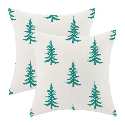 CXMEIFLY Christmas Pillow Covers, 18 x 18 in, Set of 2, Cream, Aquamarine and Blue-Green
