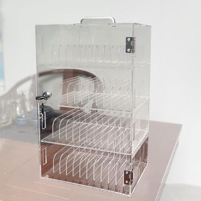 Phone Lockbox, Cell Phone Storage Cabinet, Wall-Mountable Locking Phone Safe, Acrylic Organizer for Classrooms and Offices (25 x 19 x 41 cm / 10 x 7 x 16 in.)