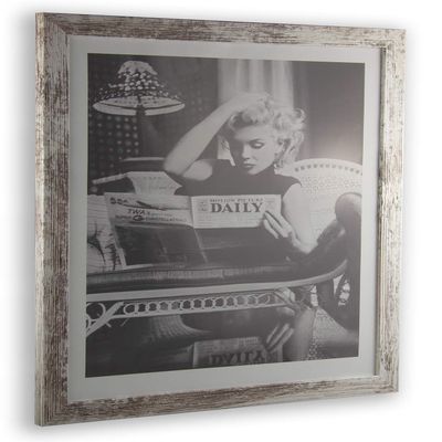 Orion MDF Picture Frame, Custom-Size Poster/Puzzle Frame for 83 x 47 cm, Vintage White Shabby Chic