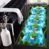 Siunwdiy 3D Floral Carpet Runner, Non-Slip Washable, Blue/Green, 110 x 420 cm view 1