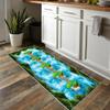 Siunwdiy 3D Floral Carpet Runner, Non-Slip Washable, Blue/Green, 110 x 420 cm view 2