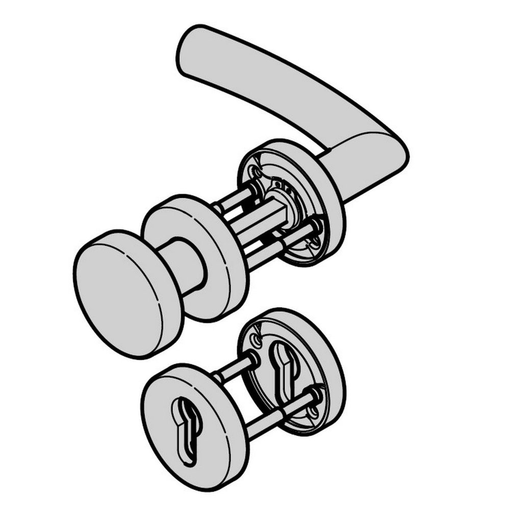 Hörmann Knob-Handle Set (FS), PZ Rose, Matte Stainless Steel