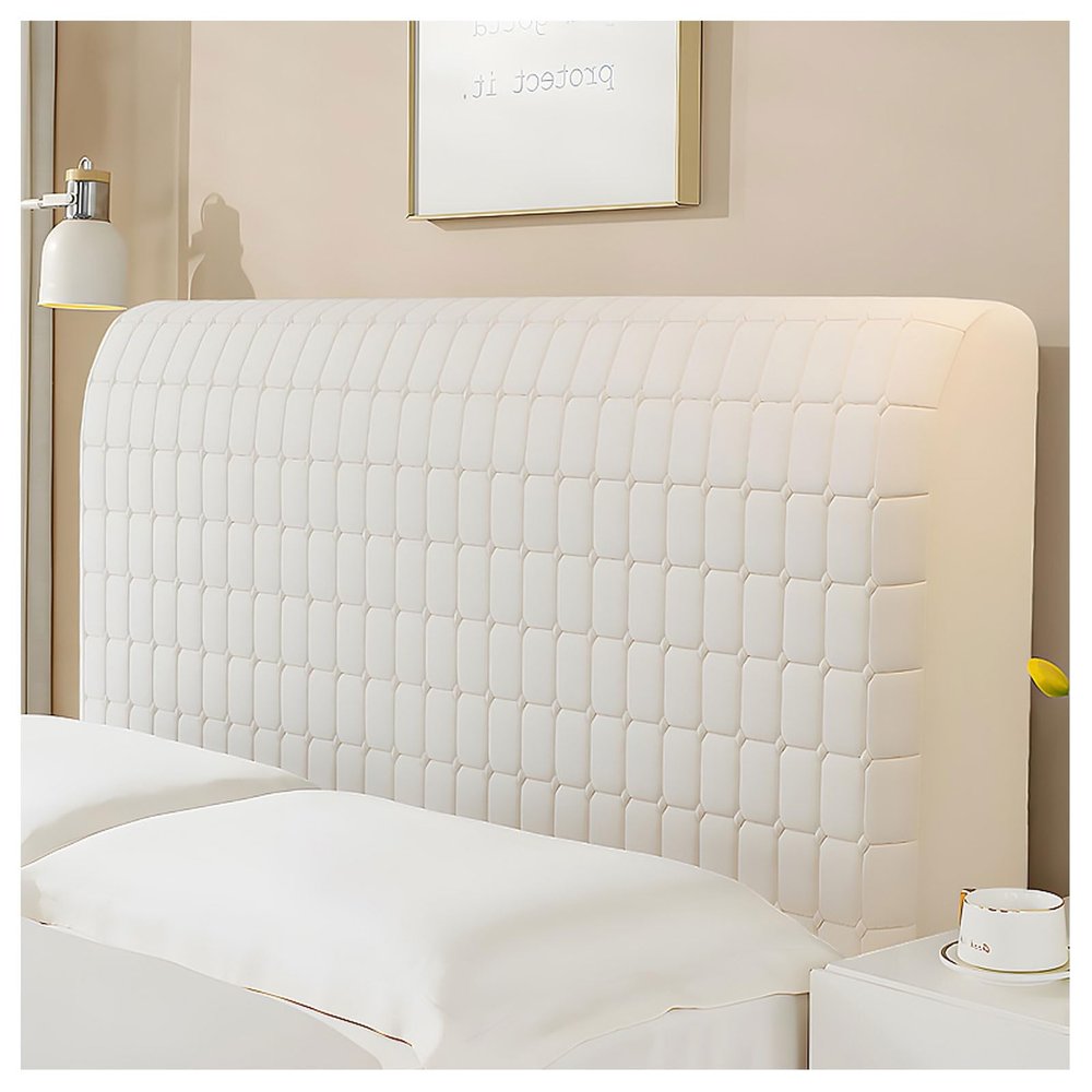 Quilted Headboard Cover for Queen- and King-Size Beds, Beige, Square, 180 cm, Thickened Protective Cover