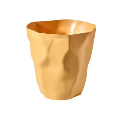 Lidless Plastic Trash Can for Home, Bedroom & Office (Yellow, Large)