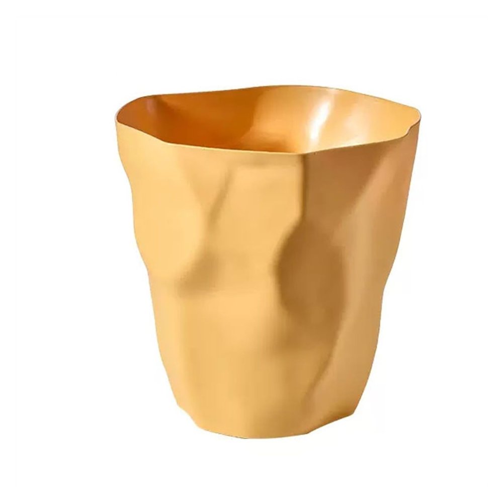 Lidless Plastic Trash Can for Home, Bedroom & Office (Yellow, Large)