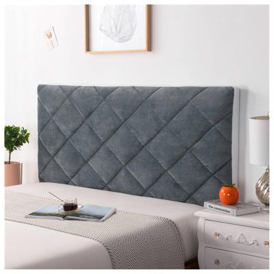 Thick Cotton Headboard Cover, Dustproof, Stretchable, for Double, Queen-Size, and California King Beds, Gray, 120 cm