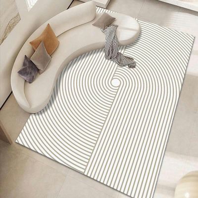 Living Room Rug 120 x 210 cm, Gray Striped, Machine-Washable, Non-Slip Short-Pile Rug