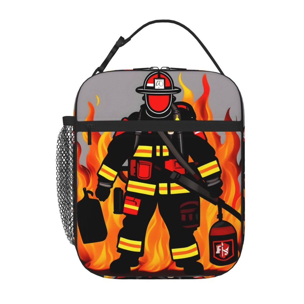 WURTON Firefighter Print Insulated Lunch Bag for Adults