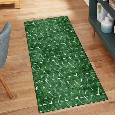 QQrunner Abstract Runner Rug, Dark Green, 50 × 650 cm