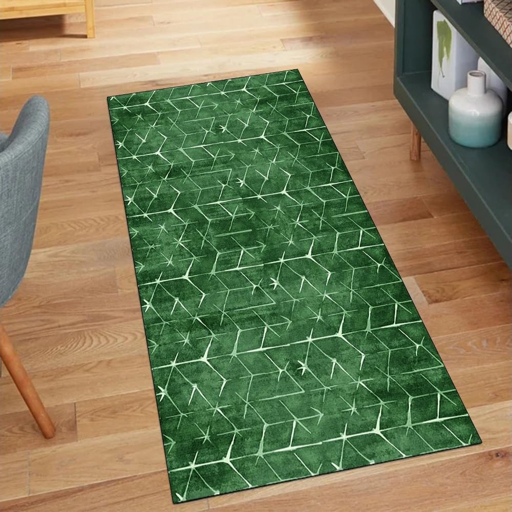 QQrunner Abstract Runner Rug, Dark Green, 50 × 650 cm
