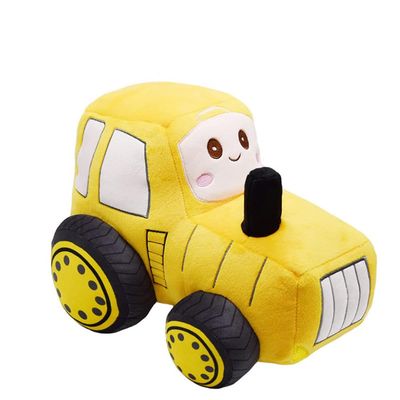 NatureMan 30 cm Cartoon Tractor Plush Pillow, Yellow