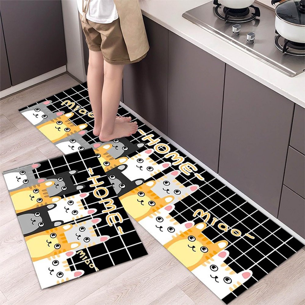 WDCAYQHZ 2-Piece Washable Kitchen Rug Set, Pattern 16#, 50 x 80 + 50 x 160 cm