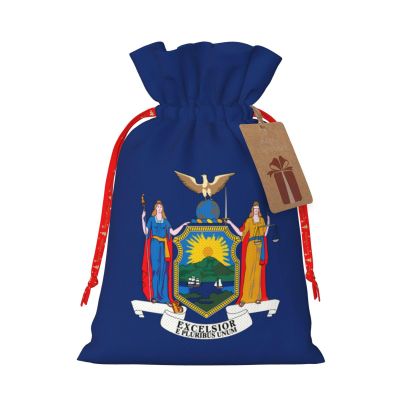New York Flag Print Gift Bags with Drawstring