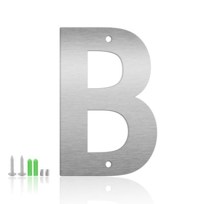 3-Inch Modern Metal House Numbers and Address Letters, Brushed Stainless Steel (B)