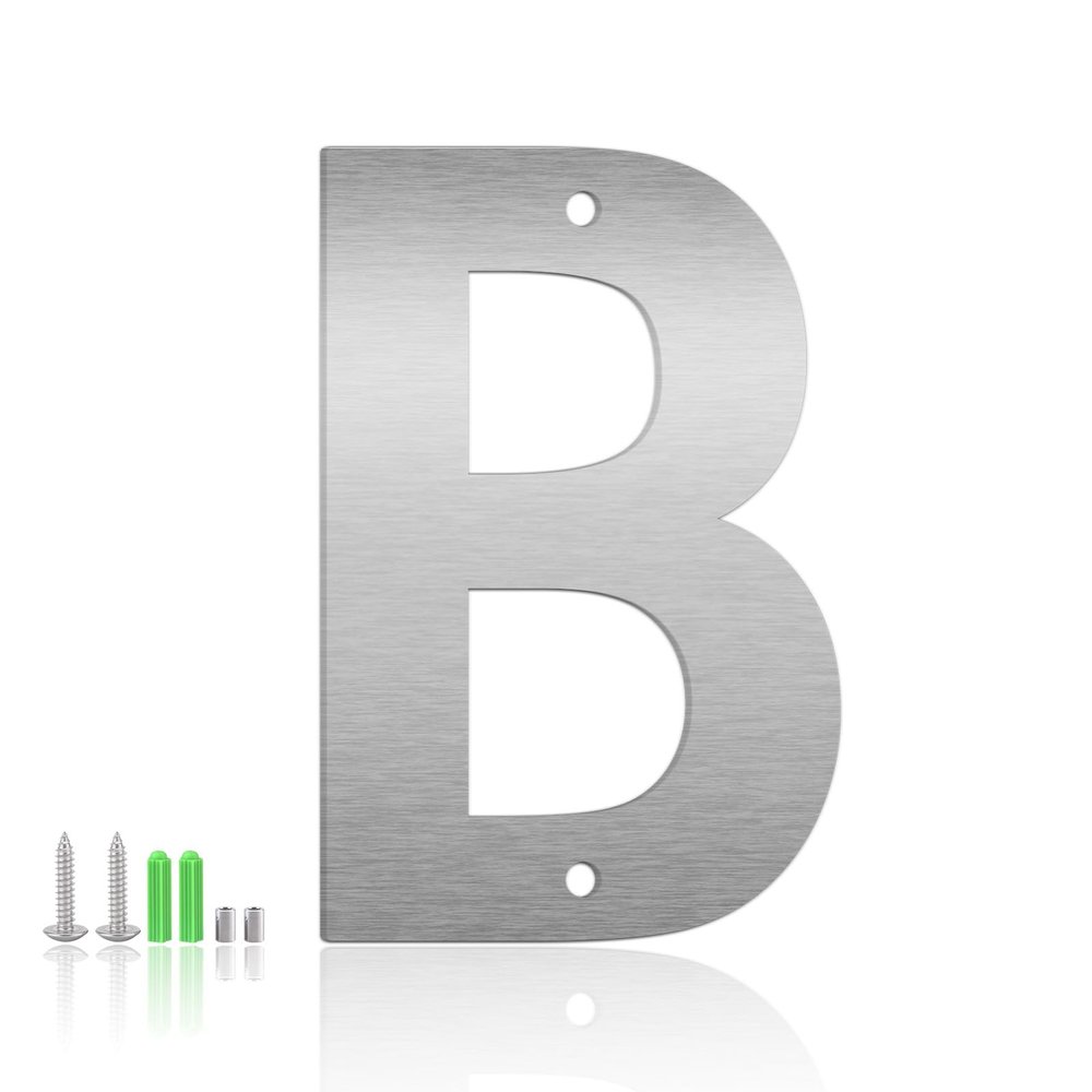 3-Inch Modern Metal House Numbers and Address Letters, Brushed Stainless Steel (B)