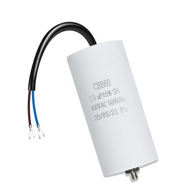 Iruihoo CBB60 Motor Capacitor, 18 µF, 450 V AC, with Wire and M8 Screw