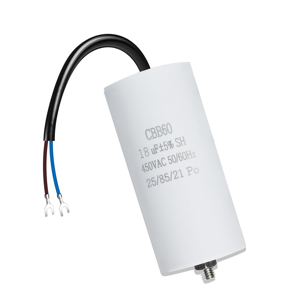Iruihoo CBB60 Motor Capacitor, 18 µF, 450 V AC, with Wire and M8 Screw