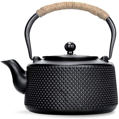 YXUANYZNB Cast Iron Teapot, Black, 1.5 L