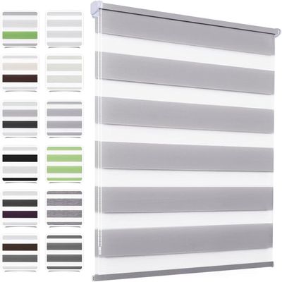 Double Roller Blind, No-Drill Clip-On, 80 x 150 cm, Gray