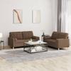 Willood 2-Piece Sofa Set with Cushions, Brown Fabric, Armrests and Wooden Legs view 1