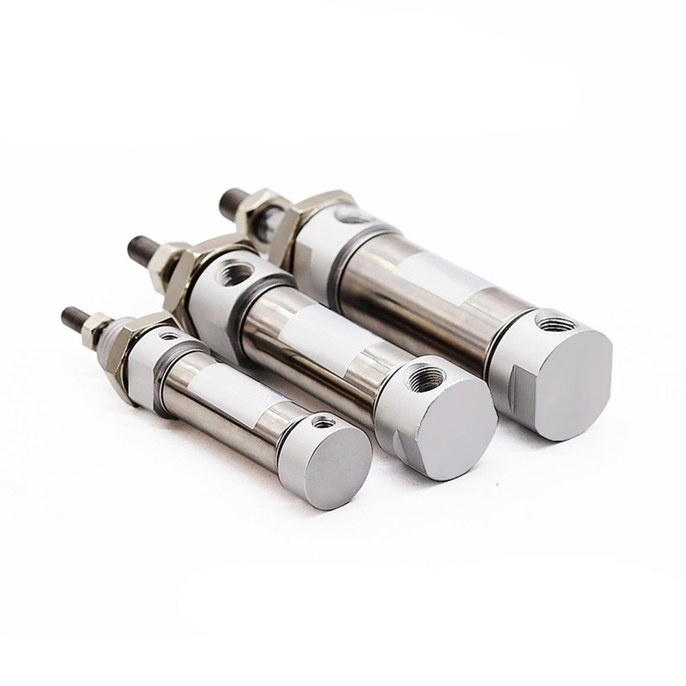 Pneumatic Cylinder, Stainless Steel, Mini Cylinder MA 16 mm, Stroke 10/15/20/25/30/40/50/60/75/80/100/120/125/140/150/160/180/200 mm, Flat Rear, 1 pc (180 mm Stroke)