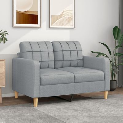 Willood 2-Seater Sofa, Light Gray, 120 cm, Fabric, with Armrests, Soft Cushions, and Wooden Legs