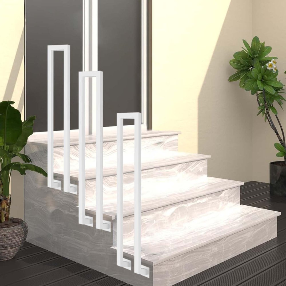 Yopappol Outdoor Stair Handrail for 1 Step, Side-Mounted Wrought-Iron Railing for Porch and Garden Steps, 100 cm